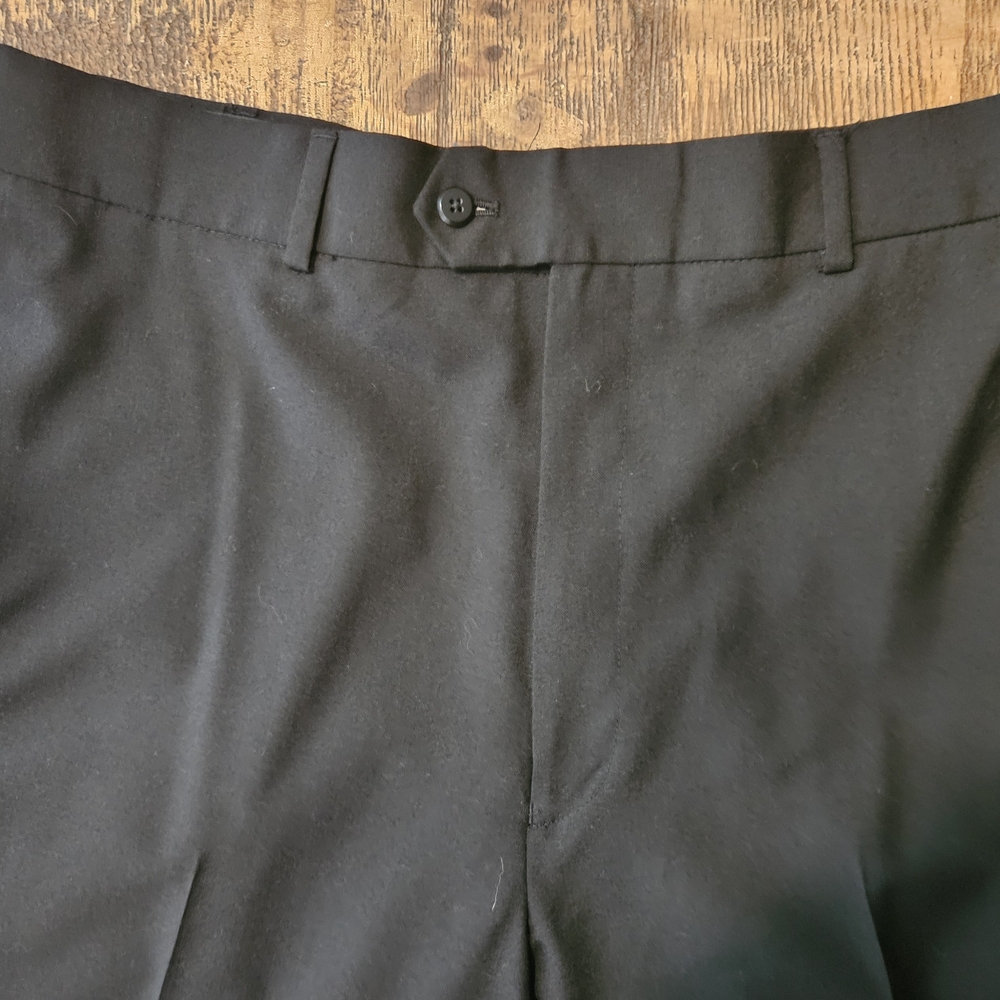 Na STAFFORD performance mens Dress Pants SIZE 38x34 COLOR BLACK POLYESTER/WOOL - Picture 3 of 10